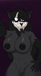 5_fingers anthro big_breasts bone breasts female fingers genitals hand_on_hip looking_at_viewer nipples pussy selfie skull solo tongue tongue_out frosterss scp_foundation scp-1471-a canid canine demon malo mammal hi_res