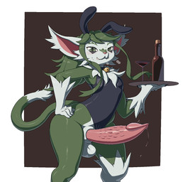 alcohol animal_genitalia animal_penis anthro balls beverage big_balls big_penis bodily_fluids bunny_costume clothed clothing container costume cup drinking_glass feline_genitalia feline_penis femboy fur genital_fluids genitals glass glass_container glass_cup green_body green_eyes green_fur green_hair hair huge_balls huge_penis looking_at_viewer male multicolored_body multicolored_fur penis precum simple_background smile smiling_at_viewer solo sweat two_tone_body two_tone_fur wine wine_bottle wine_glass pata felid feline mammal 2026 hi_res