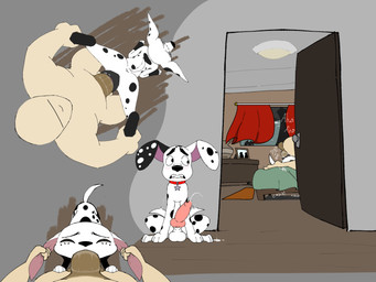 animal_genitalia animal_penis animal_vulva balls bedroom_sex being_watched bestiality big_balls big_penis bodily_fluids canine_genitalia canine_penis canine_vulva cum dominant dominant_male erection eyes_closed face_fucking fellatio fellatio_from_feral female feral feral_penetrated from_front_position genital_fluids genitals human_on_feral human_penetrating human_penetrating_female human_penetrating_feral interspecies irrumatio knot knotted_penis leaking_cum looking_at_another male male/female male_on_feral male_penetrating_feral mating_press oral oral_penetration penetration penile penile_penetration penis penis_in_mouth precum precum_squirt rough_sex sex sex_on_bed size_difference small_but_hung smaller_feral smaller_penetrated vaginal vaginal_penetration vulva missingperson 101_dalmatian_street 101_dalmatians disney dolly_(101_dalmatians) dylan_(101_dalmatians) human mammal 4:3 hi_res
