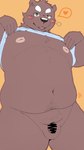 anthro balls belly big_belly blush brown_body clothed clothing clothing_lift flaccid genitals kemono male moobs navel nipples overweight overweight_male penis shirt shirt_lift small_penis solo topwear menmen_kesinn bear mammal 2023 9:16 censored hi_res