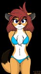 anthro bikini breasts clothing female hair smile solo swimwear two-piece_swimsuit jknewlife sara_aria canid canine fox mammal absurd_res alpha_channel hi_res