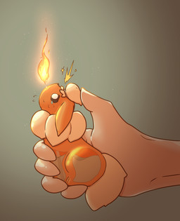 ambiguous_gender bodily_fluids duo feral fire frozen_expression fur holding_another implied_transformation inanimate_transformation lamp lighter lighter_fluid mane objectification orange_body orange_fur simple_background size_difference tan_body tan_fur tears transformation kareha_21909 nintendo pokemon eeveelution flareon generation_1_pokemon human inanimate_object mammal pokemon_(species) hi_res