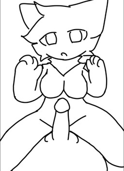anthro breasts duo female genitals male male/female offscreen_male open_mouth penis simple_background mammal animated sketch