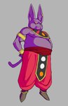 anthro belly clothed clothing ear_piercing ear_ring gold_(metal) gold_jewelry hairless jewelry male nipple_piercing nipples piercing purple_body ring_piercing shirtless solo yellow_eyes wkd dragon_ball dragon_ball_super champa alien domestic_cat felid feline felis hairless_cat mammal hi_res