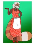 anthro apron clothing dress female footwear gem hair high_heeled_sandals high_heels housewife jewelry necklace open_toe_heels pearl_(gem) pearl_necklace sandals shoes slingback_heels solo stepfordization white_hair faust1173 ailurid mammal red_panda