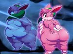 anthro belly_grab belly_overhang big_butt butt butt_grab clothing fat_arms fat_rolls fur hand_on_butt hat headgear headwear looking_back male moobs obese obese_male overweight overweight_male phrygian_cap pink_body pink_fur reflection scut_tail short_tail solo tail thick_thighs underwear roxas617 yami-han nintendo the_legend_of_zelda link link_(rabbit_form) lagomorph mammal