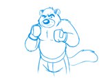 anthro biped bottomwear boxing_gloves boxing_shorts clothing handwear male shorts simple_background solo white_background hubie360 brok_the_investigator cowcat_games graff_filsh domestic_cat felid feline felis mammal 4:3 blue_and_white hi_res monochrome official_art sketch