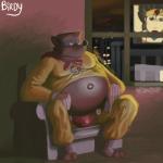 anthro belly biped bulge captain_rescue chair clothing costume furniture male navel outie_navel overweight overweight_anthro overweight_male sad sitting solo superhero watching_television window birdy adventures_of_sonic_the_hedgehog sega sonic_the_hedgehog_(series) captain_rescue_(character) mammal procyonid raccoon 1:1