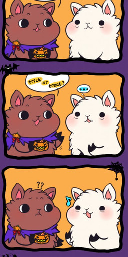 ambiguous_gender blush brown_fur camelid comic english_text fur halloween holidays huiro llama mammal text white_fur
Rating: Safe
Score: 6
User: slyroon
Date: October 31, 2014 ambiguous_gender blush brown_fur camelid comic english_text fur halloween holidays huiro llama mammal text white_fur
Rating: Safe
Score: 6
User: slyroon
Date: October 31, 2014