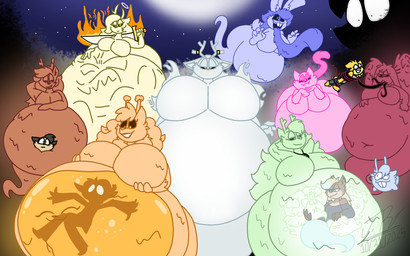 absorption_vore anthro antlers belly big_belly big_breasts bloated blue_body breasts brown_body buckteeth curvy_figure featureless_breasts female female/female female_pred fire glowing glowing_body group hair halo holidays horn huge_belly huge_breasts hyper hyper_belly hyper_tongue jewelry large_prey legless light long_hair long_tongue male male/female mass_vore melee_weapon moon moonlight multiple_prey navel_vore necklace necklace_only night nude orange_body pink_body red_body small_prey sword tail teeth tentacles tongue translucent translucent_belly voluptuous voluptuous_anthro voluptuous_female vore weapon white_body wide_hips wings yellow_body jayme_universe halloween mario_bros nintendo winter_(jayme_universe) boo_(mario) deer domestic_cat felid feline felis ghost goo_creature lagomorph leporid mammal rabbit spirit hi_res