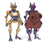 before_and_after big_breasts biped black_body breasts brown_body brown_skin curvy_figure female flame_pattern genitals humanoid_genitalia lipstick machine makeup markings nipples nude overweight overweight_female overweight_humanoid pink_markings pussy solo standing thick_thighs voluptuous wide_hips yellow_body wittless-pilgrim humanoid robot robot_humanoid 2019 colored digital_drawing_(artwork) digital_media_(artwork) signature watermark