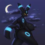 anthro anthrofied big_breasts big_butt biped breasts butt cloud female looking_at_viewer looking_back moon night nipples nude outdoor_nudity outside pokemorph sky slightly_chubby solo standing tongue tongue_out drxsmokey nintendo pokemon canid canine eeveelution generation_2_pokemon mammal pokemon_(species) shiny_pokemon umbreon 1:1 2014