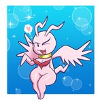 anthro breasts collar eyelashes female heart_symbol looking_at_viewer one_eye_closed open_mouth pink_body smile solo tail wide_hips wings wink el_senor_erizo bandai_namco digimon digimon_(species) marineangemon hi_res