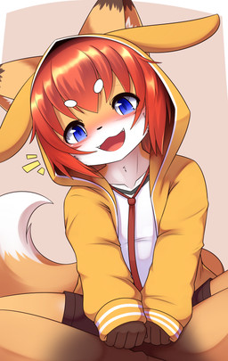 :3 animal_hood anthro bar_emanata barefoot biped black_bottomwear black_clothing black_nose black_shorts blue_eyes blue_pupils blush border bottomwear brown_ear_tips brown_ears circle_eyebrows clothed clothing countershade_face countershade_fur countershade_neck countershade_torso countershading cute_fangs dipstick_ears dipstick_tail ear_markings emanata eyebrow_through_hair eyebrows fake_ears fangs feet fingers fluffy fluffy_tail front_view fully_clothed fur glistening glistening_eyes glistening_hair hair happy head_tilt hoodie humanoid_hands inner_ear_fluff kemono leash leg_markings looking_at_viewer male markings monotone_hair multicolored_body multicolored_ears multicolored_fur multicolored_tail open_:3 open_mouth open_smile orange_hair pupils shirt short_hair shorts simple_background sitting slim smile socks_(marking) solo tail tail_markings tan_background teeth tongue topwear translucent translucent_hair tuft two_tone_ears two_tone_tail white_body white_border white_clothing white_countershading white_fur white_inner_ear_fluff white_shirt white_tail white_tail_tip white_topwear yellow_body yellow_clothing yellow_ears yellow_fur yellow_hoodie yellow_inner_ear yellow_tail yellow_topwear young young_anthro young_male hane shota_fox_(hane) canid canine fox mammal 2023 colored digital_media_(artwork) hi_res portrait shaded three-quarter_portrait