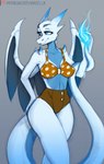 alternative_fashion anthro bikini bikini_top biped blue_body blue_eyes blue_fire blue_scales bottomwear clothed clothing colored_fire countershade_scales countershade_torso countershading eyelashes female fire flaming_tail grey_background high_waisted_bottomwear high_waisted_shorts horn reverse_countershading rockabilly scales shorts simple_background solo spikes spikes_(anatomy) standing swimwear tail text two-piece_swimsuit wing_spikes wings igazella mythology charizza dragon mythological_creature mythological_scalie scalie 2020 digital_media_(artwork) hi_res portrait three-quarter_portrait url