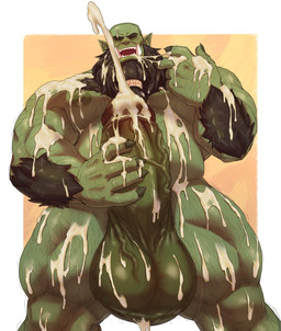 balls beard big_balls big_penis bodily_fluids cum cum_covered facial_hair fangs genital_fluids genitals green_body green_skin huge_balls huge_penis humanoid_pointy_ears male messy penis pointy_ears shoulder_hair solo teeth thick_penis vein veiny_penis ghangaji humanoid orc absurd_res hi_res