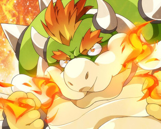 2_horns anthro belly fire horn humanoid_hands kemono male moobs overweight overweight_male solo nikiciy mario_bros nintendo bowser koopa scalie 2015 5:4 portrait