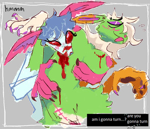 andromorph andromorph/female anthro bite bite_mark biting_another blood bodily_fluids duo female genitals intersex intersex/female masochism text vulva guncht nintendo pokemon dijon_(guncht) eeveelution generation_1_pokemon generation_6_pokemon jolteon pokemon_(species) shiny_pokemon sylveon english_text trans_(lore) trans_man_(lore)