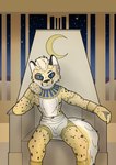 anthro chair clothing egyptian egyptian_clothing furniture male moon night solo throne egyptian_mythology middle_eastern_mythology mythology selreini_(character) cheetah felid feline mammal absurd_res hi_res
