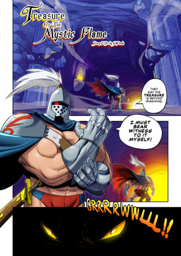 abs armor biceps big_muscles big_pecs briefs cape clothed clothing dialogue duo feral gauntlets gloves glowing glowing_eyes glowing_red_eye glowing_red_eyes glowing_yellow_eyes growling handwear huge_pecs knight knight_helmet male metal_gloves muscular muscular_human muscular_male partially_clothed partially_clothed_human partially_clothed_male pecs scabbard shadow shadowed_face sheathed_sword speech_bubble text title underwear warrior yellow_eyes gillpanda mythology dragon human mammal mythological_creature mythological_scalie scalie 2026 colored comic digital_media_(artwork) english_text hi_res promotional_material