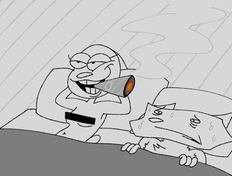 after_sex ambiguous_gender anthro bed belly breasts buckteeth censor_bar censored_breasts chest_tuft cigar cigar_in_mouth cigar_smoke cotton_tail eye_bags eyelashes female female/ambiguous fur furniture grey_arms grey_background grey_belly grey_body grey_breasts grey_ears grey_eyelids grey_eyes grey_face grey_fur grey_hands grey_navel grey_neck grey_nose grey_tail grey_teeth half-closed_eyes hands_behind_head laying_on_pillow lying lying_on_bed narrowed_eyes navel neck_tuft nude object_in_mouth on_bed open_mouth open_smile pillow pointy_ears prick_ears relaxing simple_background smile smoke smoking stress tail teeth triangle_nose tuft under_covers rumcoat disney zootopia judy_hopps nick_wilde canid canine fox lagomorph leporid mammal rabbit censored digital_drawing_(artwork) digital_media_(artwork) hi_res