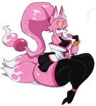 anthro big_butt butt female hair looking_at_viewer multi_tail pink_body pink_hair simple_background sitting smile solo tail thick_thighs white_background wide_hips cyberlord1109 shakugan_(cyberlord1109) canid canine fox mammal 2024 absurd_res hi_res tagme