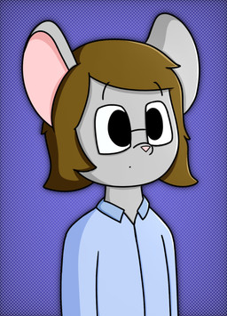 anthro brown_hair clothed clothing collared_shirt dress_shirt eyewear fur glasses grey_body grey_fur hair male mouse_ears shirt simple_background solo topwear wearing_glasses eggnaug eggnaug_(eggnaug) mammal mouse murid murine rodent colored digital_drawing_(artwork) digital_media_(artwork) hi_res shaded