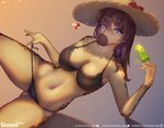 anthro bikini blue_eyes breasts camel_toe clothing female food hat headgear headwear popsicle solo straw_hat sun_hat swimwear text two-piece_swimsuit untied untied_bikini unravel crosoe_(xial) giraffe giraffid mammal 2020 hi_res url