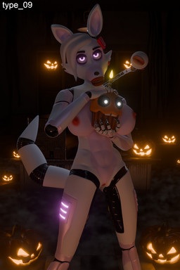 abs anthro areola big_breasts black_eyelids breasts candle claws clitoris cupcake female fire food front_view genitals hair head_bow holding_cupcake holding_food holding_object holidays inside jack-o'-lantern lips looking_at_viewer machine nipples pink_body pink_eyes red_areola red_lips red_nipples red_vulva short_hair smile smiling_at_viewer solo steam tail text vulva white_body white_hair wide_hips type_09 psychojohn2_(modeler) five_nights_at_freddy's five_nights_at_freddy's_2 halloween scottgames cupcake_(fnaf) mangle_(fnaf) animatronic canid canine fox mammal robot robot_anthro 2025 2:3 3d_(artwork) artist_name digital_media_(artwork) hi_res