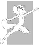 action_pose anthro breasts featureless_breasts featureless_crotch female jumping midair outstretched_arms pose solo dbaru nickelodeon t.u.f.f._puppy kitty_katswell domestic_cat felid feline felis mammal 2022 hi_res monochrome