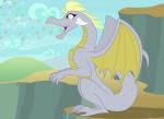 2019 alternate_species badumsquish blonde_hair bubble derpy_hooves_(mlp) dragon dragonification dragonified european_mythology female friendship_is_magic hair hasbro hi_res horn my_little_pony mythological_creature mythological_scalie mythology scalie sitting solo tail western_dragon wings