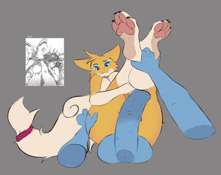accessory animal_genitalia animal_penis anthro balls claws countershading duo equine_genitalia equine_penis feet female fur furgonomics genitals jewelry leg_markings looking_at_viewer male male/female markings pawpads paws penis ring simple_background socks_(marking) tail tail_accessory tail_jewelry tail_ring yellow_body yellow_fur pocketmob zeta_(pocketmob) furred_kobold furred_scalie kobold scalie absurd_res digital_media_(artwork) hi_res