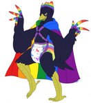 ageplay anthro cape clean_diaper clothed clothing diaper flag flag_(object) flag_cape infantilism lgbt_pride male pride_color_body pride_color_cape pride_color_clothing pride_color_diaper pride_color_feathers pride_color_flag pride_colors rainbow_flag rainbow_pride_colors rainbow_pride_flag rainbow_symbol roleplay six-stripe_rainbow_pride_colors solo wearing_diaper wearing_flag hardscales dotty_diaper gambit avian bird hi_res