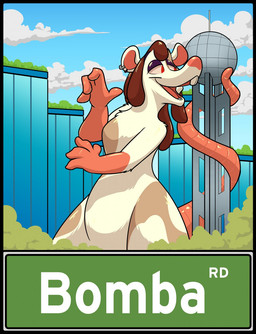 anthro brown_hair building cloud dreadlocks featureless_crotch fur fur_markings hair long_tail macro male markings nude prehensile_tail red_eyes sky solo tail tan_body tan_fur jac_fox rathew_(bomba) mammal murid murine rat rodent 2020 hi_res