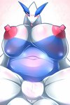 animal_genitalia anthro anthrofied areola belly big_breasts big_nipples blue_body blush breasts female genital_slit genitals huge_breasts huge_nipples looking_at_viewer nipples nude overweight overweight_anthro overweight_female pokemorph puffy_areola solo tongue white_body ryutier nintendo pokemon generation_2_pokemon legendary_pokemon lugia pokemon_(species)