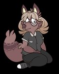 anthro arm_tuft bangs bent_legs black_bottomwear black_clothing black_eyes black_eyewear black_glasses black_pants bottomwear breasts brown_body brown_fur brown_hair brown_tail button_(fastener) cheek_tuft clothed clothed_anthro clothed_female clothing elbow_tuft eyewear facial_tuft female female_anthro footwear fully_clothed fully_clothed_anthro fully_clothed_female fur glasses grey_clothing grey_dress_shirt grey_footwear grey_shoes hair light medium_hair multicolored_body multicolored_fur multicolored_tail pants pockets shoes simple_background sitting solo tail transparent_background tuft yellow_inner_ear beastofeuthanasia steph_(redbowowo) canid canine fox mammal urocyon 2019 alpha_channel colored dated digital_drawing_(artwork) digital_media_(artwork) english_description lighting signature