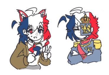 female gesture hand_gesture heterochromia v_sign trun2554 countryhumans france_(country_humans) countryhuman felid feline human mammal