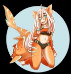 anthro blue_eyes clothing female hair kneeling looking_at_viewer navel open_mouth simple_background solo striped_body stripes swimwear teeth tongue transparent_background white_hair murzikteijiro sushi_(sootsprite) fish marine shark 2019 absurd_res alpha_channel hi_res