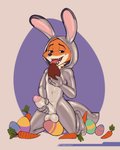 anthro candy carrot chocolate chocolate_egg clothing cosplay dessert egg food fur genitals holidays humanoid_genitalia humanoid_penis latex latex_clothing latex_skinsuit male masturbation orange_body orange_fur penis plant rubber_clothing skinsuit solo tight_clothing vegetable tobbywolf disney easter zootopia nick_wilde canid canine fox mammal red_fox true_fox hi_res