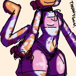 bra clothed clothing female fur orange_stripes pink_clothing purple_spots solo sports_bra spots standing stripes underwear white_body white_fur theenyface cally_(theenyface) calico_cat domestic_cat felid feline felis mammal 1:1