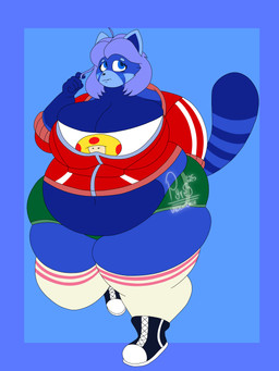 anthro belly big_breasts big_butt blueberry_inflation breasts butt female inflation permaberry solo thick_thighs pyrosunderforge bao_azalea 3:4 absurd_res hi_res