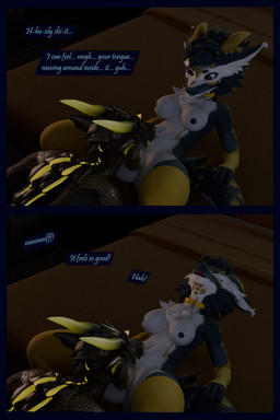 anthro arm_warmers armwear blue_body blue_eyes blue_fur breasts clothing cunnilingus dialogue duo female fur genitals green_body green_scales green_tongue leg_warmers legwear looking_pleasured male male/female moan multicolored_body nipples nude oral pubes scales sex text tongue vaginal vulva white_body white_fur yellow_eyes flauntingfornication european_mythology mythology dragon kobold mythological_creature mythological_scalie scalie western_dragon wyvern 2:3 3d_(artwork) absurd_res comic digital_media_(artwork) english_text hi_res daughter_(lore) father_(lore) father_and_child_(lore) father_and_daughter_(lore) incest_(lore) parent_(lore) parent_and_child_(lore) parent_and_daughter_(lore)