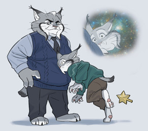 age_difference anthro clothing duo facial_hair fur grey_body grey_fur imagination male male/male mature_male necktie older_male pawpads simple_background sweater topwear tripping vest younger_male vish4ow disney zootopia milton_lynxley pawbert_lynxley canada_lynx felid feline lynx mammal father_(lore) father_and_child_(lore) father_and_son_(lore) parent_(lore) parent_and_child_(lore) parent_and_son_(lore) son_(lore)