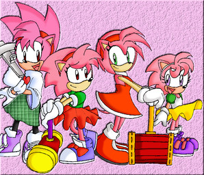 bottomwear clothed clothing eyelashes female fur gloves green_eyes group hammer handwear pink_body pink_eyes pink_fur skirt smile tail tools tigerfog archie_comics classic_sonic_(universe) fleetway_comics sega sonic_the_comic sonic_the_hedgehog_(archie) sonic_the_hedgehog_(comics) sonic_the_hedgehog_(series) amy_rose amy_rose_(fleetway) classic_amy_rose classic_amy_rose_(archie) eulipotyphlan hedgehog mammal