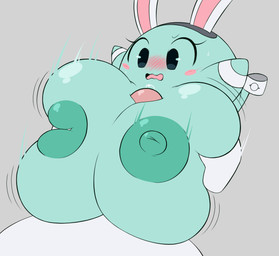 areola big_breasts blush breast_grab breast_play breast_squish breasts cuff_links duo fake_ears fake_rabbit_ears female genitals green_body green_nipples hand_on_breast huge_breasts hyper hyper_breasts male male/female nipples not_furry open_mouth penis sex solo_focus squish titfuck k-10 mario_bros nintendo paper_mario paper_mario:_the_thousand_year_door peeka_(mario) boo_(mario) ghost spirit
