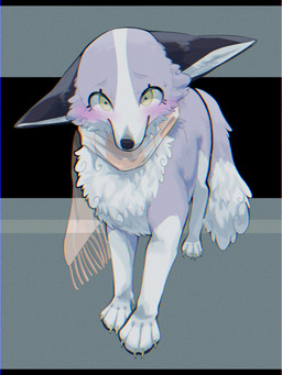 blush bodily_fluids cheek_tuft claws ears_down eyelashes facial_tuft female feral fluffy fluffy_chest fluffy_tail fur green_eyes grey_body grey_fur looking_at_viewer mostly_nude pattern_background pivoted_ears scarf scarf_only simple_background snout solo sweat sweatdrop tail toe_claws tuft white_body white_fur white_legs worried_look kurumilky6 mochiyuki_(kurukmilky6) canid canine fox mammal 3:4 hi_res