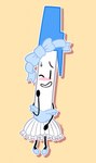 ambiguous_gender blue_clothing blue_footwear blue_shoes blush bodily_fluids clothed clothing dress footwear not_furry off_shoulder ribbons shoes solo stick_limbs sweat sweatdrop picaipii pen_(bfdi) animate_inanimate 2019 hi_res male_(lore)