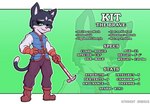 anthro big_ears clothing eyebrows fur gloves hair hammer handwear male pink_body pupils smile smug solo teeth text tools weapon bnbigus kitknight kit_(bnbigus) domestic_cat felid feline felis mammal 2023 digital_media_(artwork) english_text hi_res model_sheet