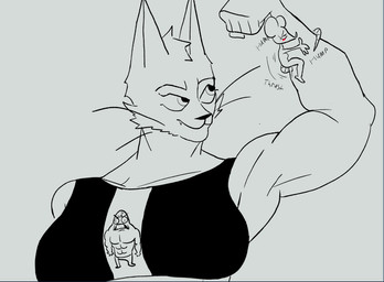 anthro aroused breasts desperation dry_humping duo female female/female humping mommydom muscular muscular_arms muscular_female narrowed_eyes size_difference smaller_female teeth thrust_lines thrusting dinglemort sgaming87650 felid feline mammal mouse murid murine rat rodent