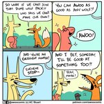 1:1 ac_stuart ambiguous_gender animal_noises asking asking_another asking_to_stop asking_who awoo awoo_(ac_stuart) base_two_layout blue_background canid canine canis comic command coyote dialogue english_text eyebrows eyes_closed fangs female_(lore) feral flattered four_frame_grid four_frame_image fox fur grass grid_layout group howl mammal noob_the_loser on_ground onomatopoeia orange_body orange_fur orange_tail plant question regular_grid_layout rodent sciurid simple_background sitting sound_effects sparkles species_in_dialogue speech_bubble tail talking_to_another teeth text tongue tongue_out tree_squirrel trio two_row_layout url white_tail